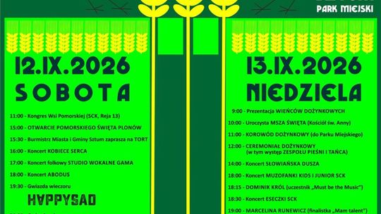 Dożynki 2026 r. W Sztumie podziękujemy za tegoroczne plony
