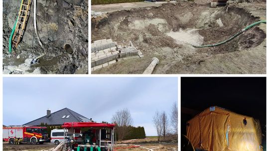 [FOTO] Ogromne zapadlisko przy budynku mieszkalnym! Służby pracują już trzecią dobę. Powołano sztab kryzysowy