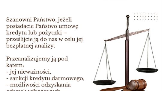 Masz kredyt lub pożyczkę? Sprawdź swoją umowę - kancelaria oferuje bezpłatną analizę