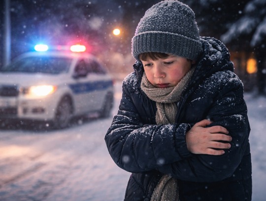 –20°C, noc i samotne dziecko na ulicy. Szybka reakcja zapobiegła tragedii