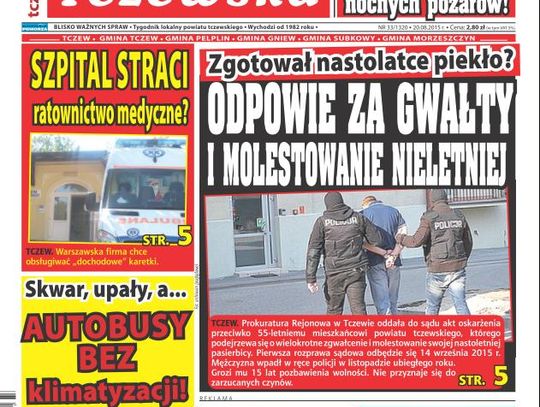 55-latek posiedzi za brutalne przestępstwa? Czytaj Gazetę Tczewską!