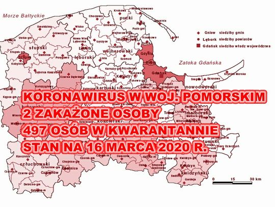 Aktualne informacje o koronawirusie w województwie pomorskim na dzień 16 marca br.  