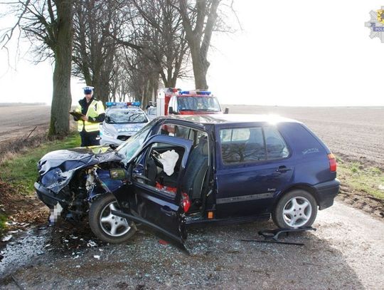 Chciał ominąć rowerzystę - uderzył w drzewo