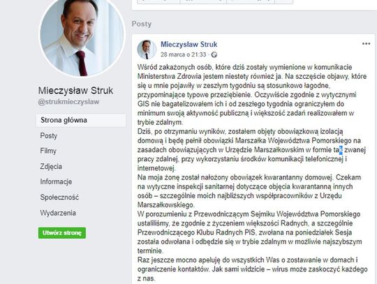 Dekontaminacja w Urzędzie Marszałkowskim. Marszałek M. Struk chory na COVID – 19. Czy włodarze Tczewa spotkali się z nim?