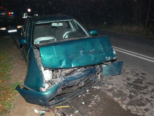 Dzik wpadł na drogę. "Czołówka" dwóch samochodów. Trzy osoby w szpitalu