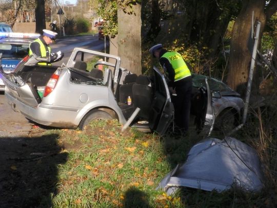 Ford mondeo uderzył w drzewo - 21-letnia kobieta trafiła do szpitala