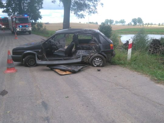 Golf uderzył w drzewo. Kierowca trafił do szpitala