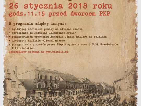 Inscenizacja na ulicach Pelplina z okazji 98 rocznicy powrotu do wolnej Polski