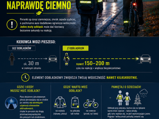 Jesień coraz bliżej. Bądź widoczny, zanim zrobi się naprawdę ciemno
