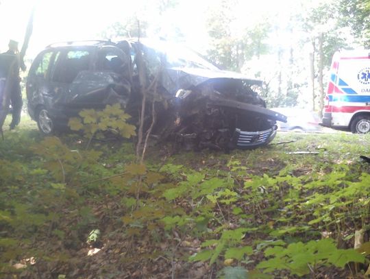 Kobieta wjechała w drzewo, ucierpiała ona i jej dzieci