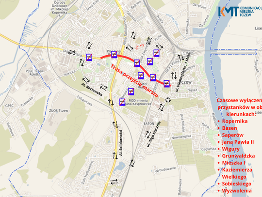 Marsz Jedności Gminy Tczew i zmiany w kursowaniu autobusów