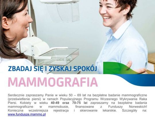 Masz 40 – 75 lat? Zgłoś się na bezpłatną mammografię