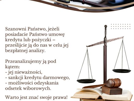 Masz kredyt lub pożyczkę? Sprawdź swoją umowę - kancelaria oferuje bezpłatną analizę