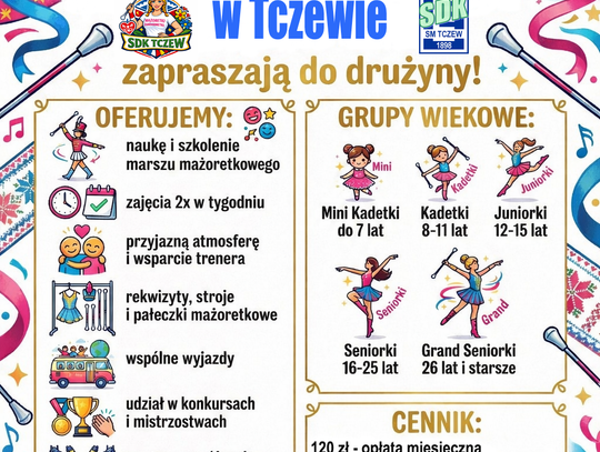 Mażoretki i żandarmetki zapraszają do drużyny. Nowa oferta Spółdzielczego Domu Kultury w Tczewie