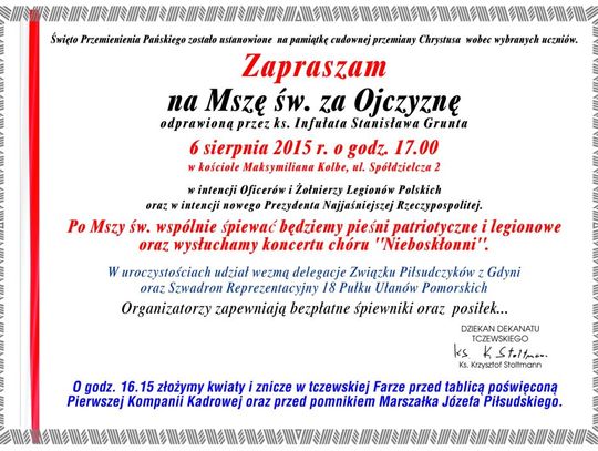 Msza za Ojczyznę w kościele pw. św. Maksymiliana Kolbe