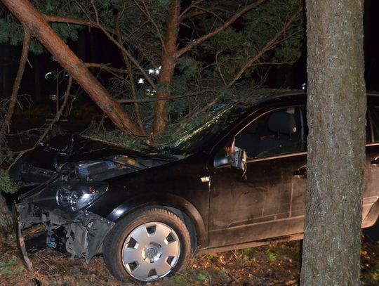 Nietrzeźwy kierowca rozbił opla na drzewie