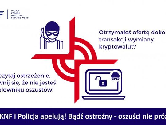Ostrzeżenie przed oszustami powołującymi się na nadzór KNF w zakresie transakcji wymiany kryptowalut