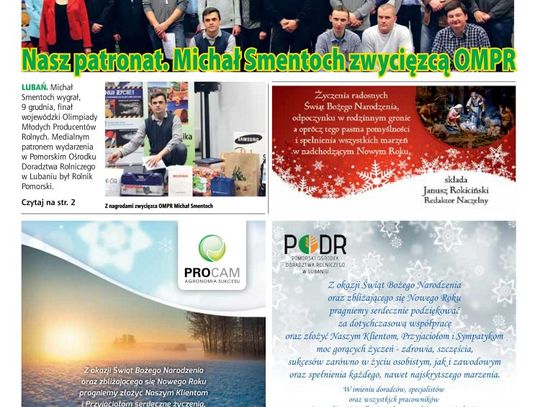 Pełen życzeń i dobrych informacji. Świąteczny numer Rolnika Pomorskiego