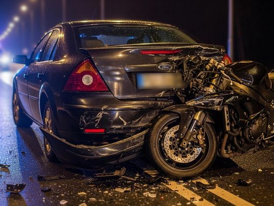 Pijany i bez uprawnień motocyklista spowodował kolizję.
