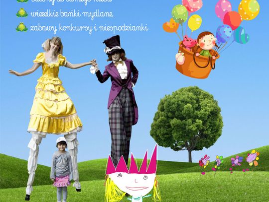 Piknik z mamą i tatą - szczudlarze przed bazyliką licheńską