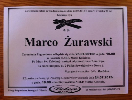 Po długiej walce z chorobą odszedł Marco Żurawski 