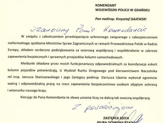 Podziękowania BOR dla Drogówki