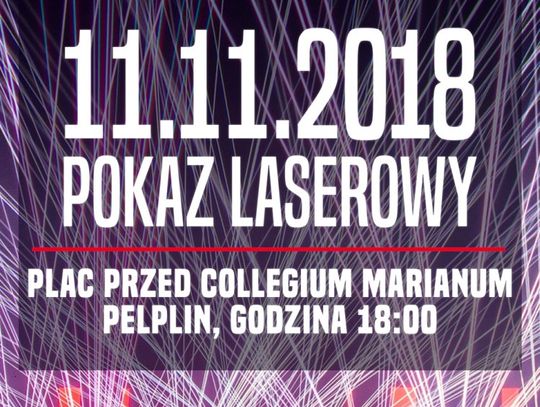 Pokaz laserowy z okazji Święta Niepodległości w Pelplinie 