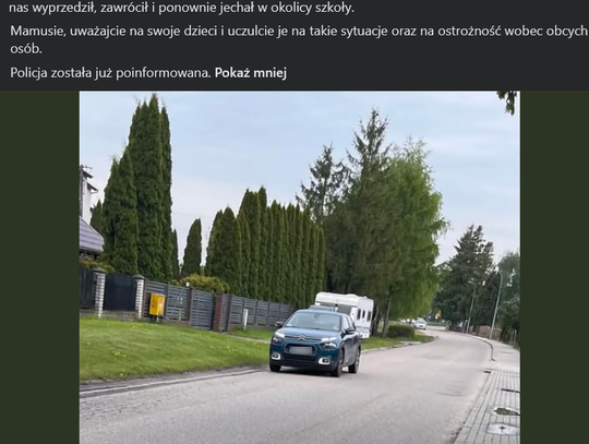 Półnagi mężczyzna w samochodzie pod szkołą?! Niepokojący wpis mieszkanki. Sprawę bada policja Półnagi mężczyzna w samochodzie pod szkołą?! Niepokojący wpis mieszkanki. Sprawę bada policja