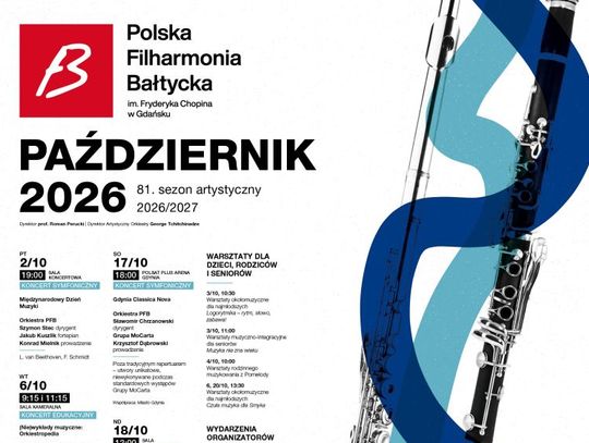 Polska Filharmonia Bałtycka im. Fryderyka Chopina w Gdańsku zaprasza na koncerty symfoniczne i wydarzenia w październiku 2026