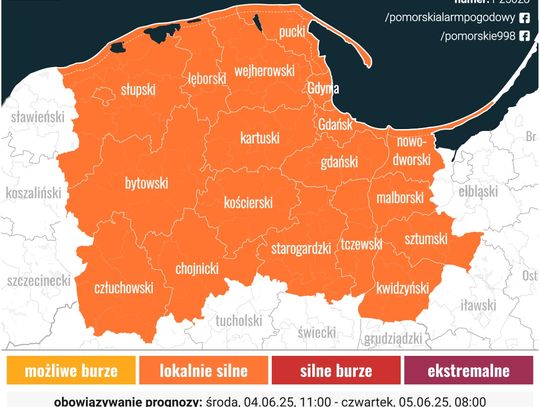 Pomorski Alarm Pogodowy ostrzega przed lokalnie silnymi burzami