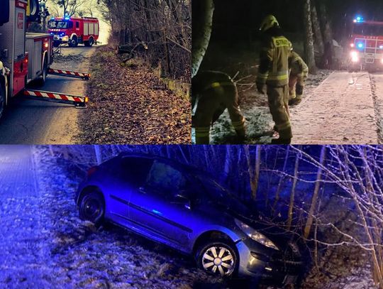 Powalone drzewa, połamane konary, auto w rowie...