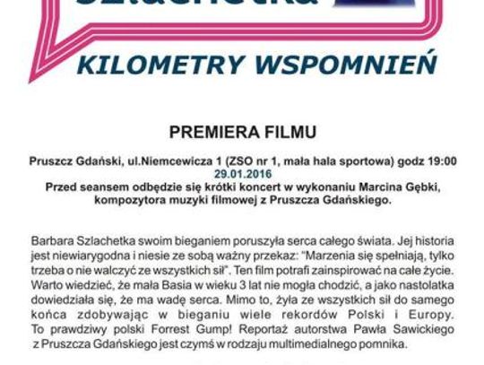 Premiera filmu &quot;Barbara Szlachetka - kilometry wspomnień&quot;