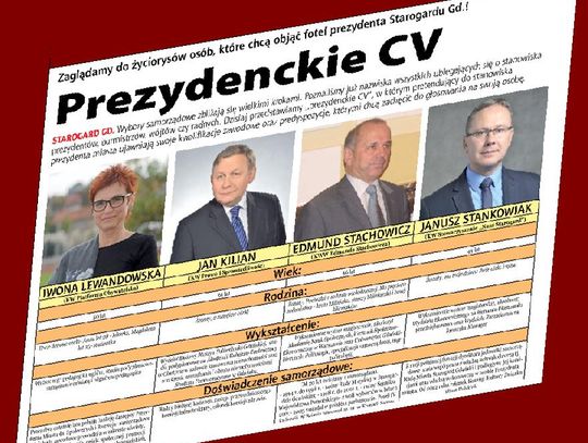 Prezydenckie CV - zaglądamy do życiorysów osób, które chcą objąć fotel prezydenta Starogardu Gd.!