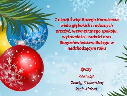 Przesyłamy Wam najlepsze świąteczne życzenia - niech radość i pokój zagoszczą w Waszych domach 
