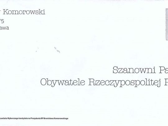 Przesyłka bez adresu, lecz z nadawcą i godłem państwowym