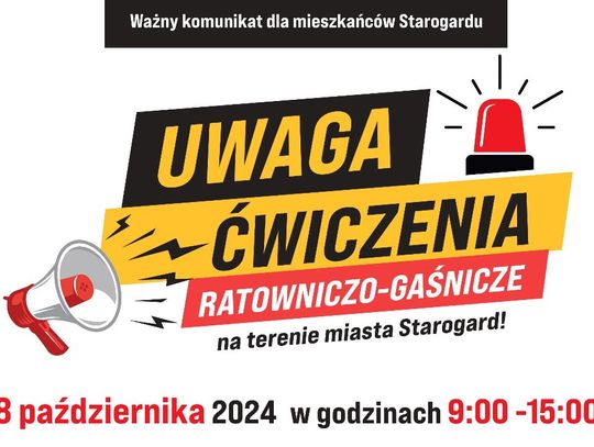 PRZYPOMINAMY: Jutro w Starogardzie odbędą się ćwiczenia ratowniczo-gaśnicze. Zawyją syreny