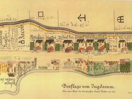Rysunek Suchego Dębu na świńskiej skórze. ZOBACZ zabytkowy plan osady z 1667 r. !