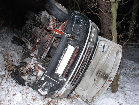 Sarny wyszły na drogę, autobus stoczył się ze skarpy – są ranni