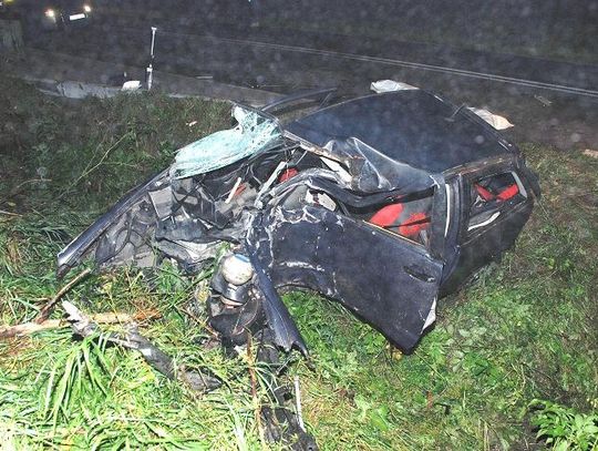Śmiertelny wypadek pod Stańkowem. 23-latek wjechał w drzewo (zdjęcia)