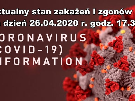 Stan zakażeń i zgonów spowodowanych COVID-19 na dzień 26.04.2020 r. godz. 17.30