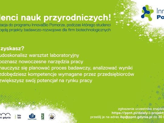 Studenci nauk biotechnologicznych poszukiwani! Rusza kolejna edycja programu InnovaBio Pomorze