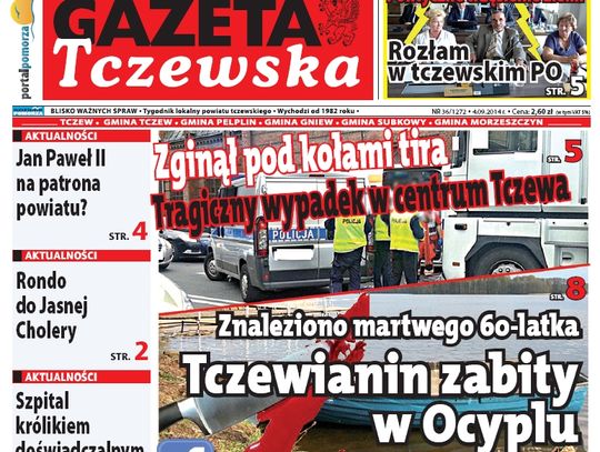 Tczewianin zamordowany - czytaj w nowej "Gazecie Tczewskiej"