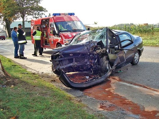 „Uciekł” prosto w drzewo. Małżeństwo trafiło do szpitala