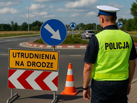 Utrudnienia na rondzie w Czarlinie. Policja apeluje: uzbrójcie się w cierpliwość