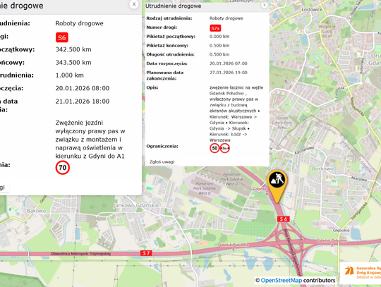 UWAGA KIEROWCY: Utrudnienia na Obwodnicy Trójmiasta. Prace przy węźle Gdańsk Południe