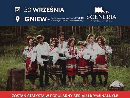 W Gniewie będą kręcić serial kryminalny. UWAGA! Potrzebni są statyści