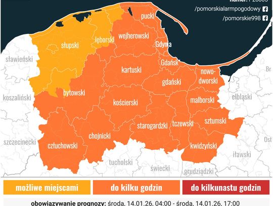 WAŻNE: Pomorski Alarm Pogodowy ostrzega przed marznącymi opadami deszczu!