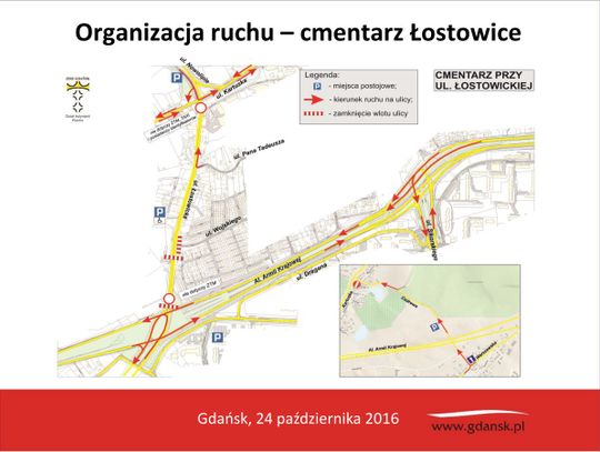Wszystkich Świętych 2016 - Organizacja ruchu drogowego w Gdańsku 