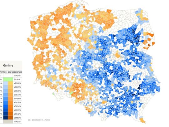 WYNIKI PKW z 20 proc. obwodów: Kaczyński 49.39%, Komorowski - 50.61%