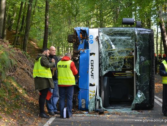 Wypadek autobusu komunikacji miejskiej. Trwają ustalenia przyczyny wypadku.